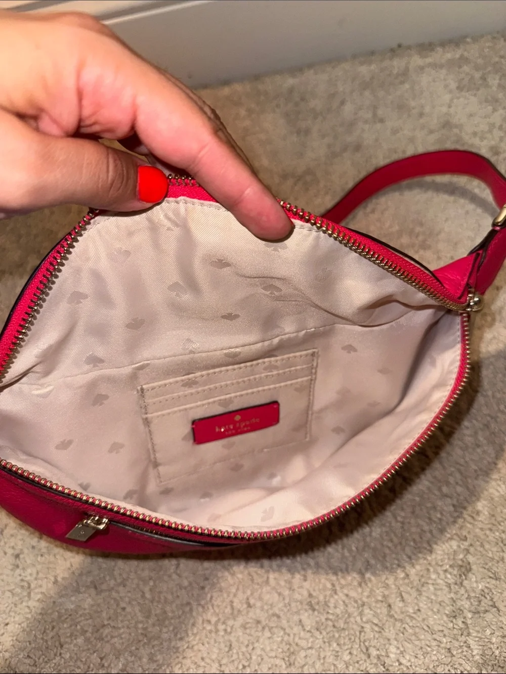 kate spade Hot Pink Pebble Leather Crossbody Belt Bag